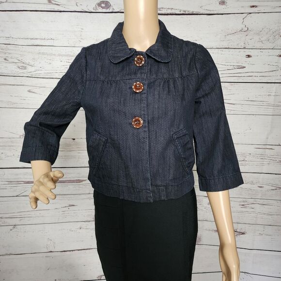 Anlo Blue Denim  Cropped Jacket Small EUC - Picture 1 of 7